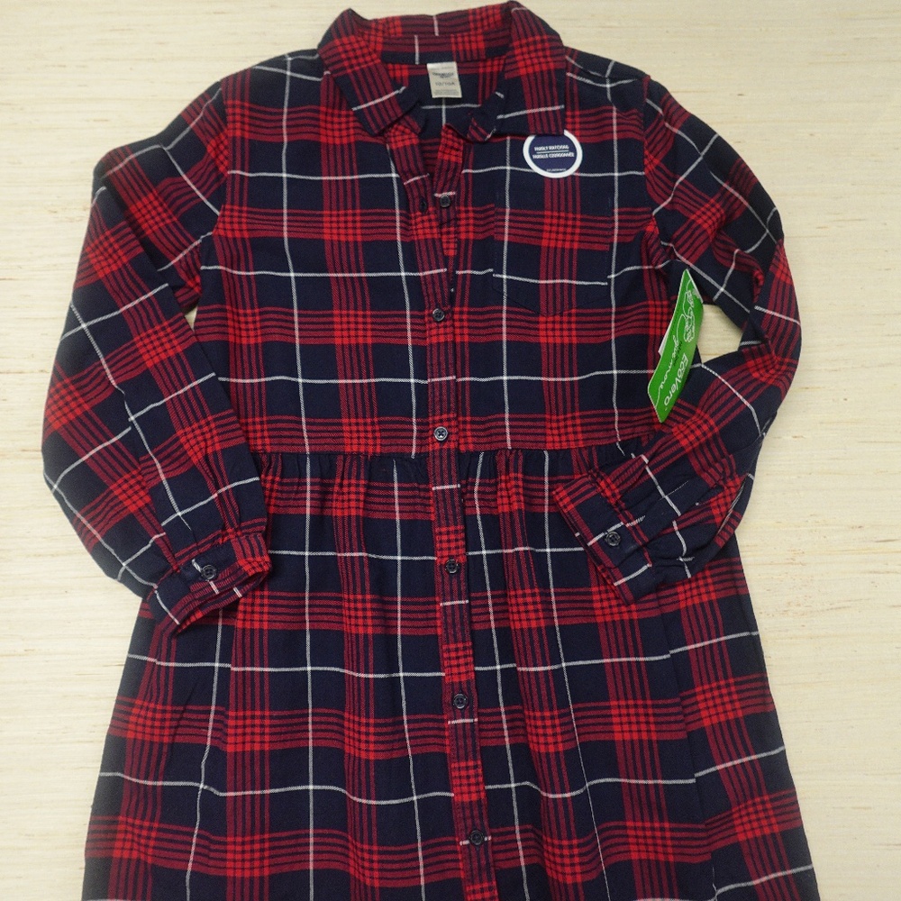 OshKosh B’gosh Girls Plaid Shirt Dress | Size 10 | Red | NWT